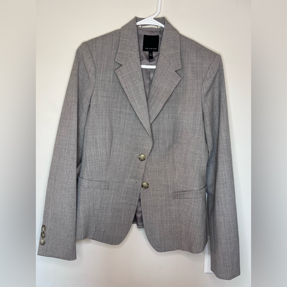 THE LIMITED Light Heather Gray Women’s Fitted Blazer Suit Jacket |Preppy|Office